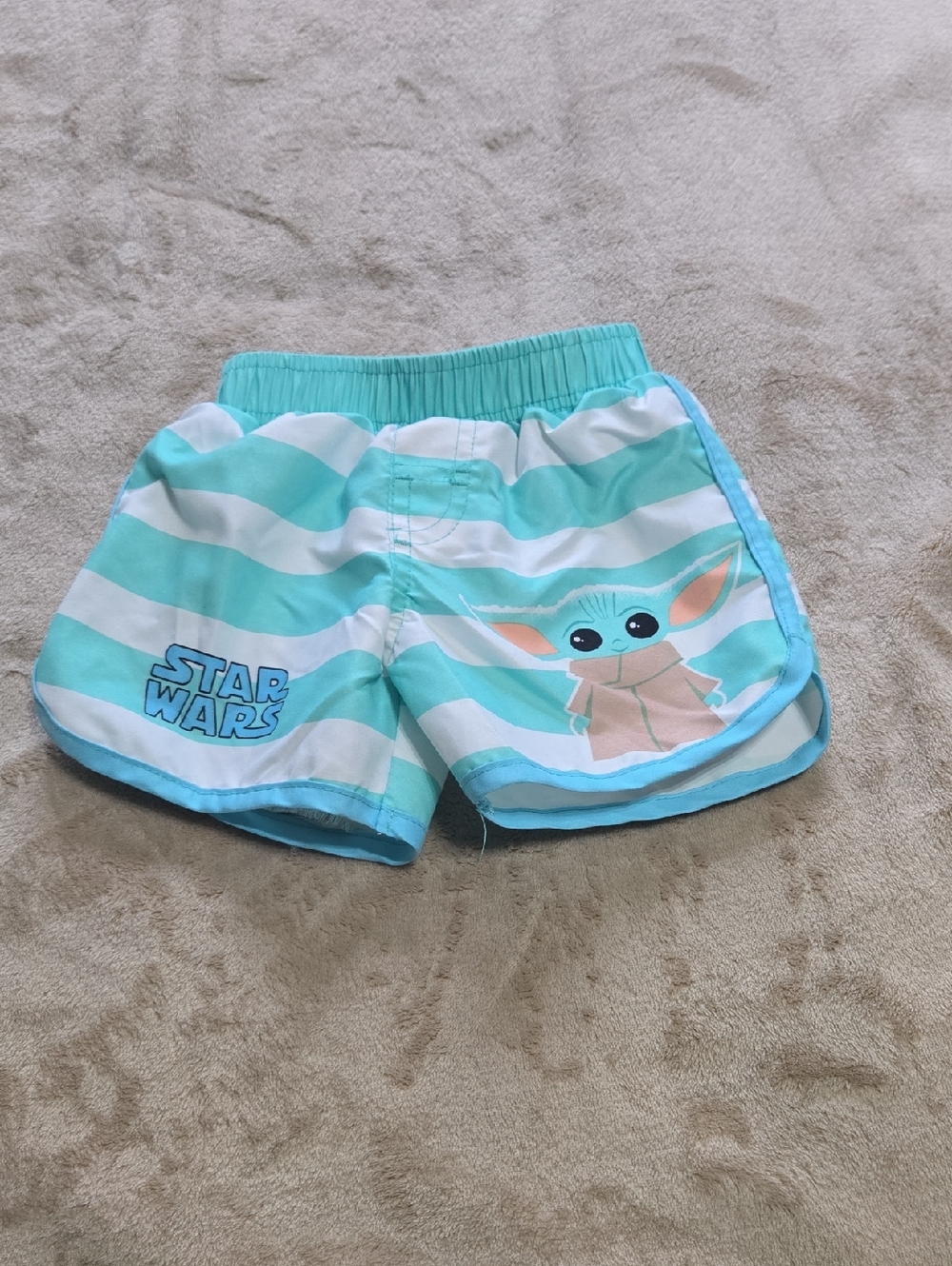 Star Wars Mint Stripe Baby Yoda Infant Swim Trunks
